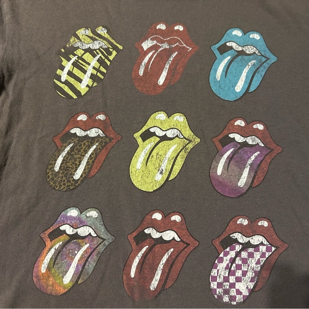 👅The Rolling Stones Women’s T-Shirt - Gray with Colorful Tongue Graphics Size XS - Picture 3 of 4
